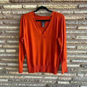 Attention Rust Orange V Neck Casual Sweater Size XL